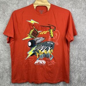 Dreamland T Shirt Orange Graphic Shirt Mens 4XL DRMLND Hip Hop Patchwork‎